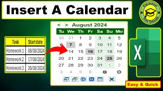 How to Insert a Calendar In Excel  Insert A Calendar In Excel  Insert Calendar in Excel Calendar [upl. by Aimas]