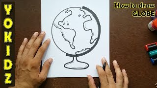 How to draw GLOBE  How to draw Globe for kids [upl. by Bik634]