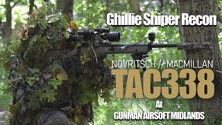 Ghillie Sniper with Novritsch TAC 338 at Gunman Airsoft Midlands [upl. by Amo511]