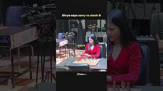 Divya Deshmukh says SORRY to the clock chess shorts [upl. by Ahsilif]