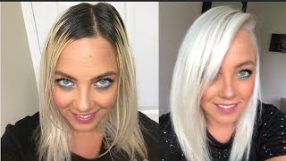 HOW TO  DIY  ICY WHITE PLATINUM BLONDE  NO DAMAGE  USING OLAPLEX [upl. by Lux556]