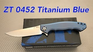 Zero Tolerance Sinkevich ZT 0452TIBLU Flipper Knife Blue Titanium 41quot Satin blade [upl. by Navy]