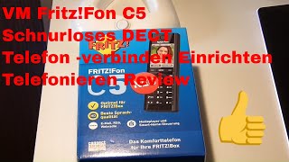 AVM FritzFon C5 Schnurloses DECT Telefon  Fritzbox verbinden Einrichten Telefonieren Review [upl. by Matthias]