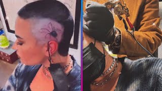 Demi Lovato Shows Off GIANT Head Tattoo After Completing Rehab [upl. by Fuld]