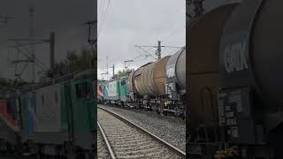 Locomotiva Lema Transmontana 063VestTransRailhorn show from Arad Station romania train softronic [upl. by Rivkah]