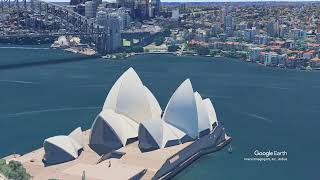 Aerial view of Sydney Opera House Bennelong Point Sydney Australia [upl. by Nosemaj]