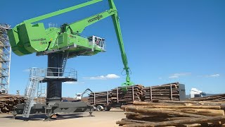 🚩Biggest LOG LOADER Clamshell Crane and Tigercat Log Loader loading system Heavy Equipment [upl. by Rakso]