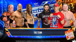 The Rock Rikishi amp Umaga vs John Cena Roman Reigns amp Brock Lesnar  Tag Team Match WWE 2K24 [upl. by Rosenkranz]