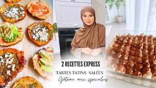 2 RECETTES EXPRESS  Tartes tatins salées et gâteau aux speculoos [upl. by Onilatac810]