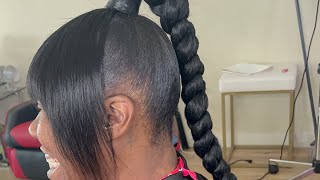 Ponytail with bangs amp Braid  Afreezm Braid  Alopecia Client  Tutorial [upl. by Ehav]