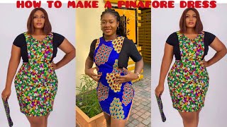 How to CUT AND SEW a PINAFORE DRESS  pinafore DRESS TUTORIAL cutting and Stitching [upl. by Kieger]