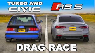 800hp AWD Civic v Audi RS5 DRAG RACE [upl. by Omocaig]