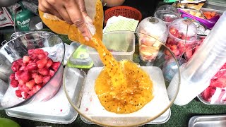 Fast Serving Fresh Fruit Dessert Popular Sticky Rice Coconut Making in Bangkok  Food Tour [upl. by Jeffery979]