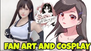 Tifa from Final Fantasy Fan Art and Cosplay tifa fanartdrawing cosplay [upl. by Garvey402]