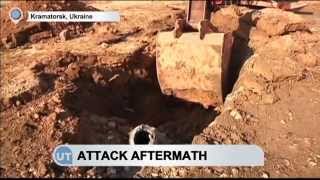 Kramatorsk Rocket Aftermath Residents pick up pieces day after militant rocket salvo [upl. by Eleonora]