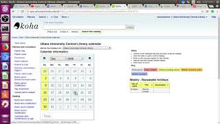 Koha How to Setup Holidays Calendar in Koha [upl. by Elda]