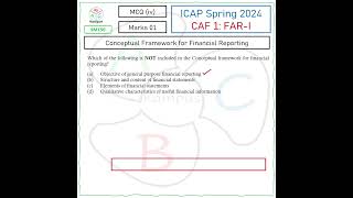 ICAP Spring 2024  MCQ iv Conceptual Framework for Financial Reporting CAF 1 FARI SM150 [upl. by Prowel758]