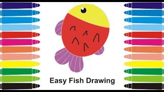 Easy Fish Drawing  Learn How to Draw a Cute Little Fishy  Art ffor Kids  Coloring  Painting [upl. by Carrelli285]