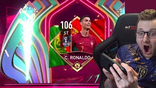 I Opened World Cup Packs Until I Got 106 Ronaldo Max Rated Him and Got a Hattrick on FIFA Mobile 22 [upl. by Sari464]