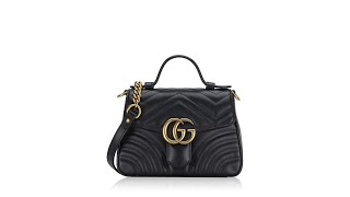 Gucci GG Marmont Matelasse Mini Top Handle Shoulder Bag Black [upl. by Leunamnauj]