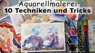 AliceART  10 Techniken zum lockerem Aquarell malen  watercolor tricks [upl. by Ewen]