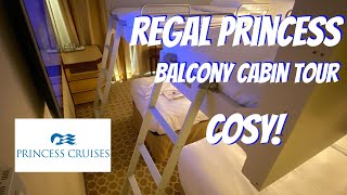 Regal Princess Standard Balcony Cabin Room Tour [upl. by Htaek]