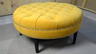 How to DIY a round COCKTAIL OTTOMAN with capitone [upl. by Placido581]