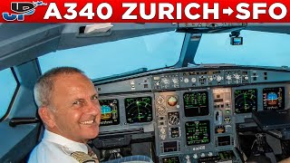 Swiss Airbus A340300 Cockpit Zurich🇨🇭 to San Francisco🇺🇸 [upl. by Ferdinana]