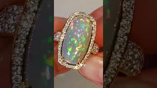 Indonesian Black Opal Ring by Kat Florence gemstone diamond jewelry blackopaljewelry opal [upl. by Fenny]