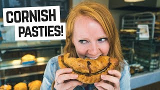 English food  Trying a CORNISH PASTY Cornwall England [upl. by Markiv]