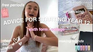 SIXTH FORM TIPS amp ADVICE FOR YEAR 12  revision free periods making friends ⋆｡❀ [upl. by Naeroled]