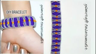 Kum Boncuk Peyote Bileklik Yapımı Seed Bead Peyote technique bracelet making [upl. by Haidedej216]