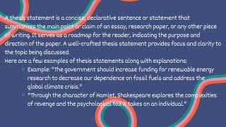 What is THESIS STATEMENT Definition with Examples Urdu  Hindi [upl. by Ahsiekrats]