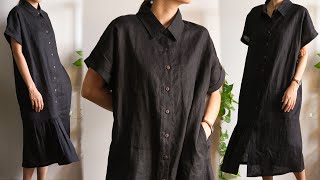 DIY linen shirt dress [upl. by Eggett107]