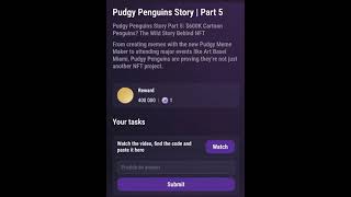 TapSwap 20241106 Pudgy Penguins Story 5  video code [upl. by Chessa161]