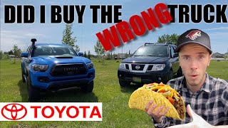 DID I BUY THE WRONG TRUCK Comparing Tacoma to Frontier [upl. by Stout3]