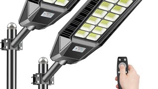 2 Pack 1600W Solar Street Lights Outdoor 90000 Lumens Street Lights Solar Powered With Remote [upl. by Yevette]