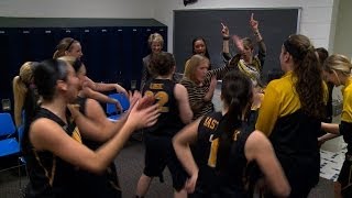 Iowa Womens Basketball Locker Room Celebration Following Win at 9 Penn State [upl. by Hallvard]