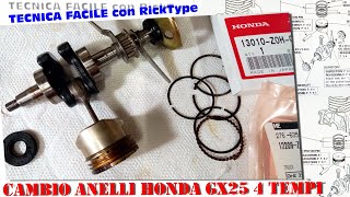 Revisione motore Honda GX25 4T cambio anelli pulizia pistone e montaggio motore [upl. by Ardiedal]