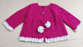 crochet cardigan for 1 to 2 year old baby girl subtitles available [upl. by Klute]