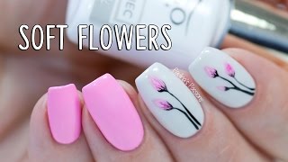 EASY GEL NAILS  Soft Flowers with Indigo Nails Arte Brillante [upl. by Unders]