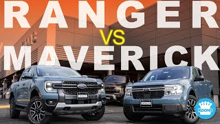 2024 Ford Ranger Lariat vs Ford Maverick Lariat  HeadtoHead Truck Comparison [upl. by Aihsram]