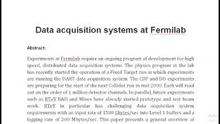 Data acquisition systems at Fermilab [upl. by Eerahs169]