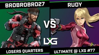 brobrobro27 Snake vs Rudy Zero Suit Samus  Smash Ultimate  LXG 77 [upl. by Fai]