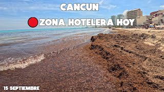 CANCUN HOY LLEGA SARGAZO A ESTA PLAYA  15 SEPTIEMBRE 2024 [upl. by Weissmann]