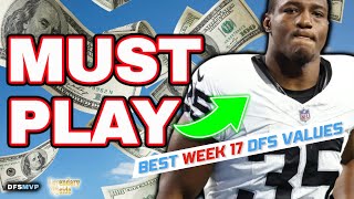 TOP Week 17 NFL DFS Picks amp Values You NEED to Know  Fantasy Football 2023  ZAMIR WHITE amp More [upl. by Gnas52]