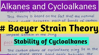 Baeyer Strain Theory BST [upl. by Latsirc]