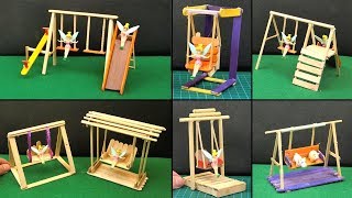 Easy amp Quick Popsicle Stick Crafts  7 Miniature Playground Swings Ideas [upl. by Clarise]