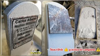 DIY como hacer LÁPIDA para TUMBAS cemento y GRANITO PULIDO how to make HEADSTONE terrazzo tombstone [upl. by Ahsiekram598]