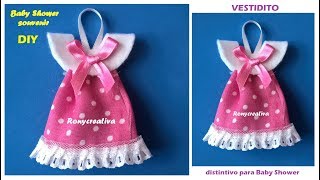 Distintivo para Baby Shower  vestidito de niña VIDEO TUTORIAL [upl. by Drain815]